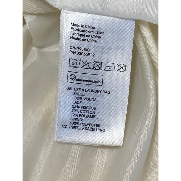 H&M Cream Floral Lace Long Sleeve Tie Belted Robe Cardigan Sweater Top Size S - Picture 3 of 4